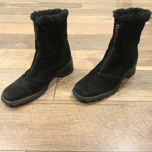 Aquatalia Black Suede Zip-Front Boots